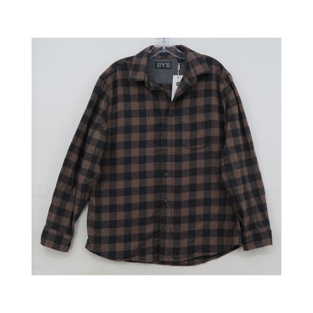 Hawker Rye Mens Brown Black Buffalo Plaid Flannel Shirt Stitch Fix Large Short